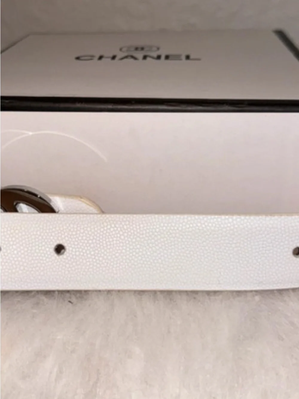 White Interlocking Logo Belt